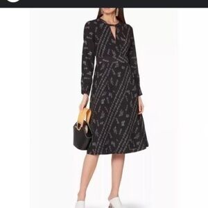 Club Monaco Dark and Light Gray Patterned Long Sleeve Dress